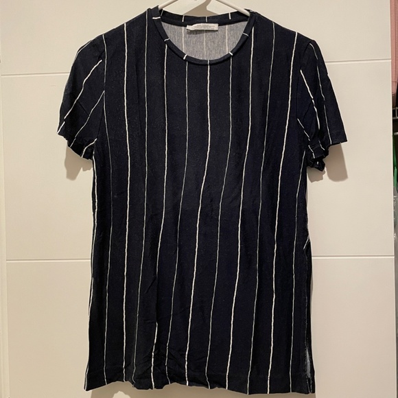 ZARA Side Slit Breezy Summer Striped Strips Short Sleeve Top Shirt T tee SMALL S - Picture 2 of 5